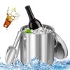 3L Stainless Steel Insulated Ice Bucket with Lid Scoop and Handle