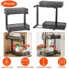 2Pcs Under Sink Organizer 2 Tier Sliding Cabinet Mesh Baskets with Adjustable Height