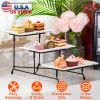 3-Tier Plastic Serving Tray with 3 Rectangular Platters, Metal Stand