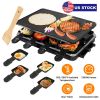 Raclette Desktop Non-Stick Reversible Electric Indoor Griddle with 8 pans