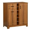 Vintage Wine Cabinet with 6-Bottle Holder & Glassware