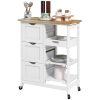 Rolling Kitchen Island with Wood Top