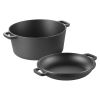 2-in-1 Pre-Seasoned Cast Iron Dutch Oven 5QT Pot with Skillet Lid
