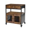 24 Inch Farmhouse Coffee Bar Cabinet with Wheels & Mesh Door