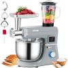VEVOR 5 IN 1 Multifunctional 7.4 Qt Stainless Bowl Electric Stand Mixer with 6 Speeds, Tilt-Head, LCD Screen