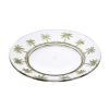 Set of 4 - 9" Acrylic Dinner Plates with Palm Tree Design, Crystal Clear, Reusable