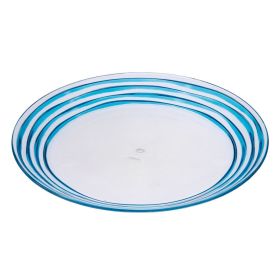 Set of 4 Designer Swirl 12"  Blue Acrylic Dinner Plates, Reusable, Unbreakable, BPA Free, Dishwasher Safe