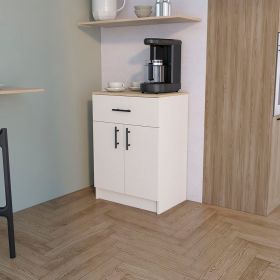 Kitchen Pantry Cabinet, Ivory / Natural Oak