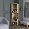 Oban Corner Bar Cabinet with 5 Shelves, 8 Bottle Cubbies