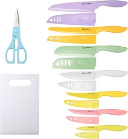 30 Piece Stainless Steel Multicolor Boxed Knives Set with Kitchen Shears,14 Knives & Blade Covers & Cutting Board
