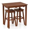 3-Piece Pub Table and 2 Saddle Stools Set