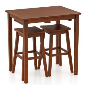 3-Piece Pub Table and 2 Saddle Stools Set