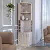 Double Door Bar Cabinet, 8 Wine Cubbies, Light Gray Finish