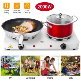 2000W Double Electric Burner Portable Stove with 5 Gear Temperature Control