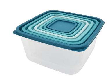 Mainstays 14 Piece Teal Plastic Food Storage Set, Teal Ombre