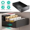 Carbon Steel Pull Out Cabinet Organizer, Slide Out Drawer, Quiet Slide Rail, Black 11.81x16.92x2.75 inch