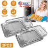 2Pcs Stainless Steel Air Fryer Basket Tray 15.35x11.61in