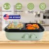 2-in-1 Non-Stick Hot Pot and Griddle with Glass Lid, Portable, Fast Heating for 1-2
