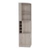 Double Door Bar Cabinet, 8 Wine Cubbies, Light Gray Finish
