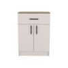 Kitchen Pantry Cabinet, Ivory / Natural Oak