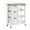 Rolling Kitchen Island with Wood Top