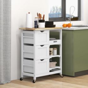 Rolling Kitchen Island with Wood Top