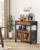 24 Inch Farmhouse Coffee Bar Cabinet with Wheels & Mesh Door