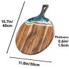 Round Acacia Wood & Resin Charcuterie Board with Handle