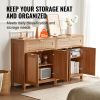 4 Door Rattan Cabinet with 2 Drawers & Adjustable Shelves Set of 2, Natural