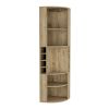 Oban Corner Bar Cabinet with 5 Shelves, 8 Bottle Cubbies