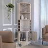 Double Door Bar Cabinet, 8 Wine Cubbies, Light Gray Finish