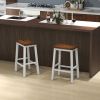 Set of 2 24.5-Inch Saddle Bar Stools with Footrests