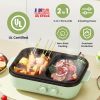 2-in-1 Non-Stick Hot Pot and Griddle with Glass Lid, Portable, Fast Heating for 1-2