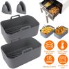 2 Reusable Air Fryer Silicone Liners with 1 Pair of Mittens for 6-8 Quart Oven Air Fryer