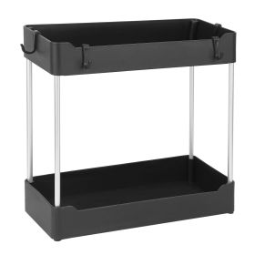 2-Tier Under Sink Shelf Organizer w/ 4 Hooks