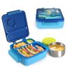 2 Compartment Kids Food Container with Insulated Storage Bag, Spoon, Fork & Case