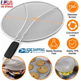 13in Stainless Steel Grease Splatter Screen w/ Resting Feet