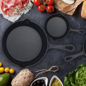 3Pcs Pre-Seasoned Cast Iron Skillet Set