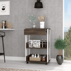 Three-Tier Kitchen Cart with Shelves and Drawer
