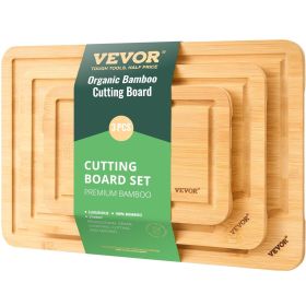 Premium Bamboo Cutting Board Set with Built-in Handles
