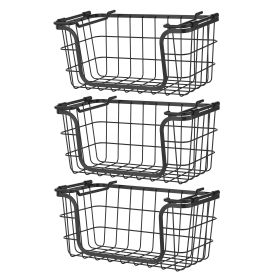 Oceanstar Stackable Metal Wire Storage Basket Set of 3