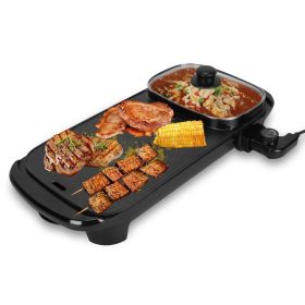 1300W Smokeless Non-Stick Electric Shabu Shabu Hot Pot with Grill, 2 In 1