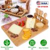 Bamboo Charcuterie Cheese Platter with Cutlery Set