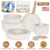 9Pcs Nonstick Cookware Set With Detachable Handles & Tempered Glass Lids