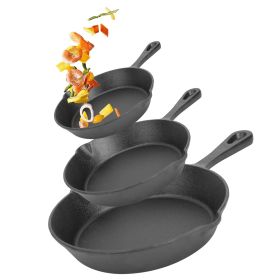 3Pcs Pre-Seasoned Non-Stick Cast Iron Skillet Set