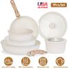 9Pcs Nonstick Cookware Set With Detachable Handles & Tempered Glass Lids