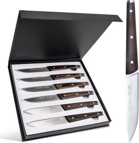 6Pcs 5 inch Stainless Steel Steak Knife with Wooden Handle Set