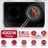 4000W Portable Dual Burner Induction Hot Plate with 9 Power & 9 Temperatures, 0-3 Hour Timer