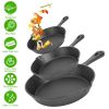 3Pcs Pre-Seasoned Cast Iron Skillet Set