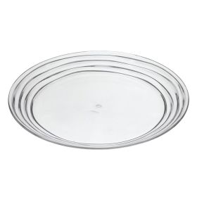 Set of 4 - 12" Designer Swirl Acrylic Dinner Plates, Crystal Clear, Reusable